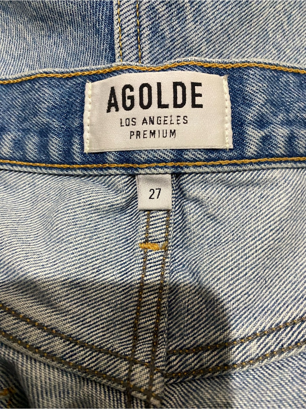 Agolde Light Blue Distressed Denim Shorts - Picture 3 of 7
